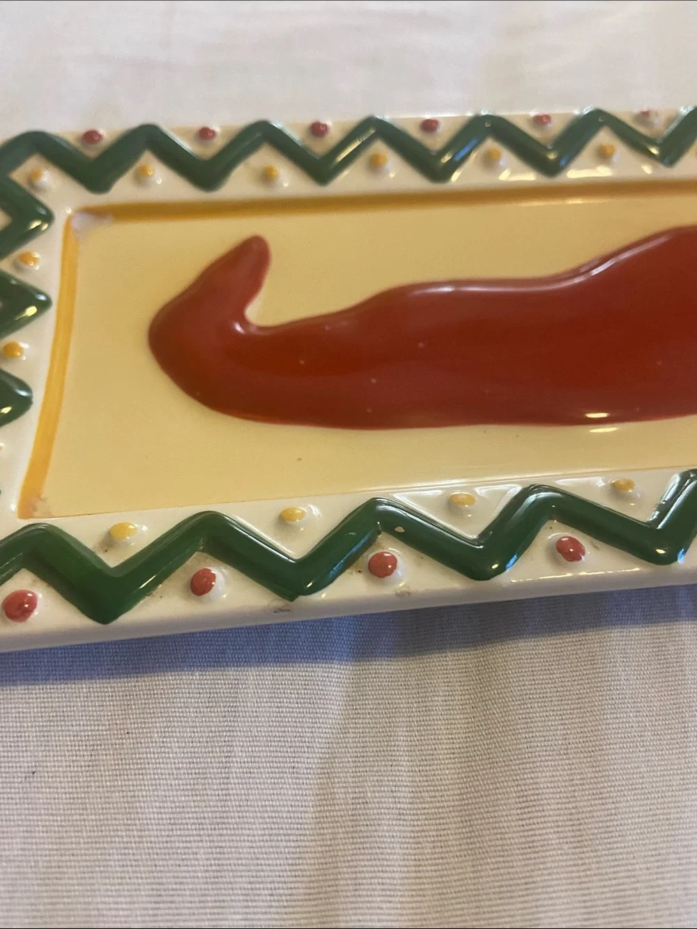 Hand-Painted Chili Pepper Ceramic Serving Dish Set - Red ClayArt 1996